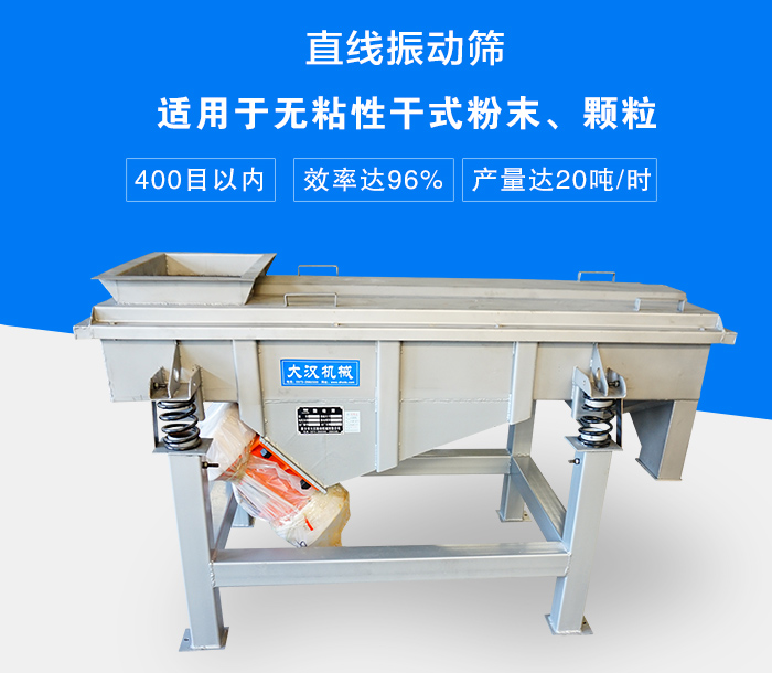 直線振動篩適用于無粘性干式粉末、顆粒，產量達20噸/時